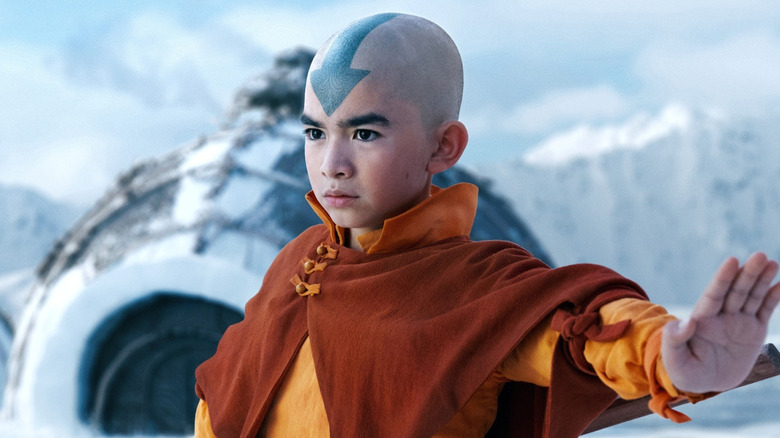 Aang showing off his powers in 