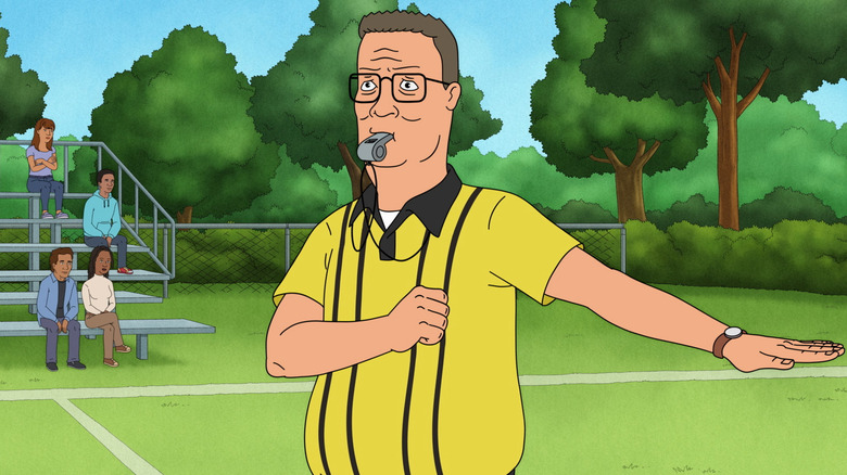 Hank blows a whistle in 